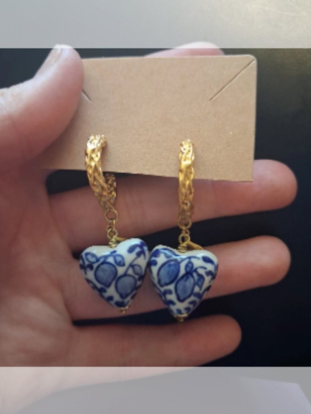Sp.al Dangle heart hoop earrings